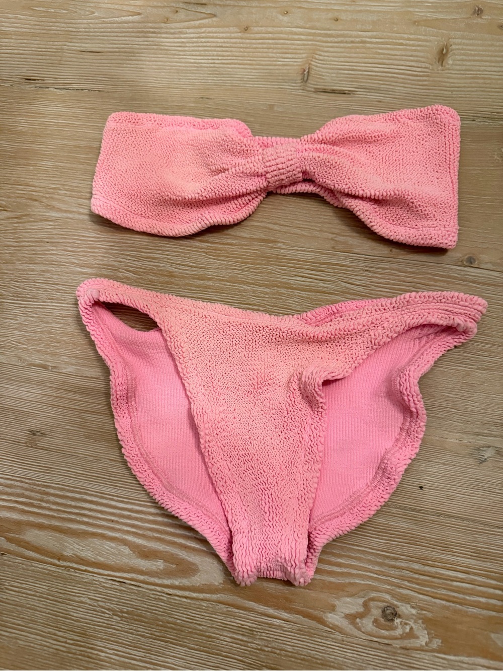 Hunza G Pink Two-Piece Bandeau Swim Set